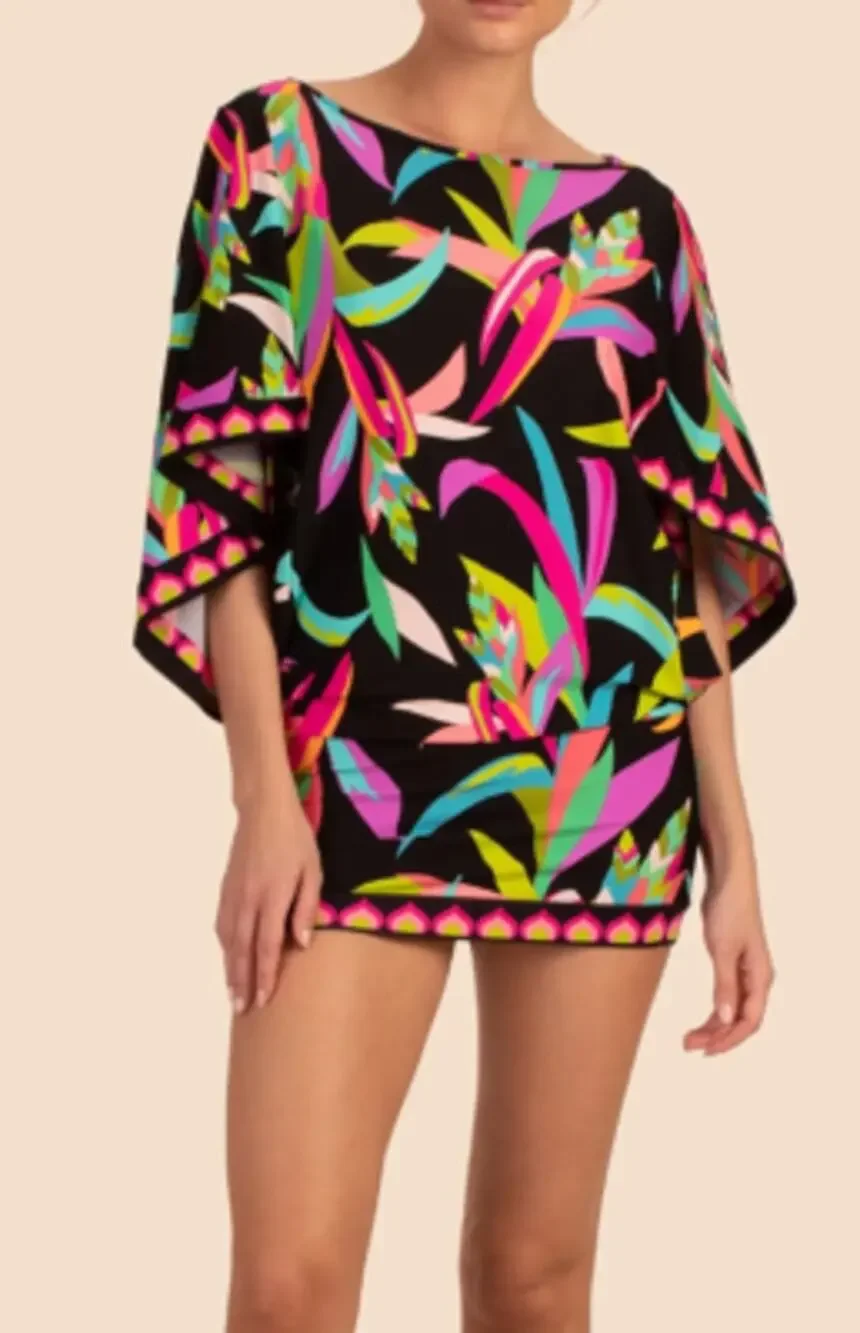 Trina Turk Birds of Paradise Tunic Swimsuit Cover Up Dress Beach Cruise M SW14